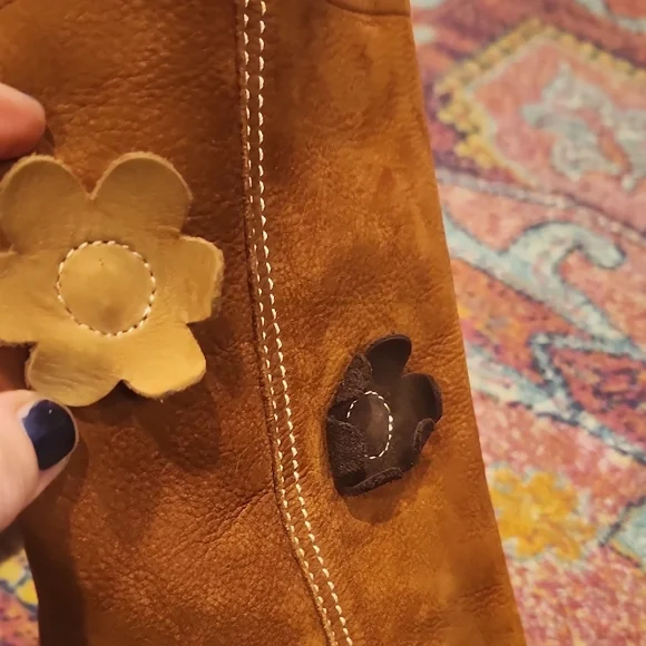 Brown Suede Boots with Flower Accents - Picture 7 of 8